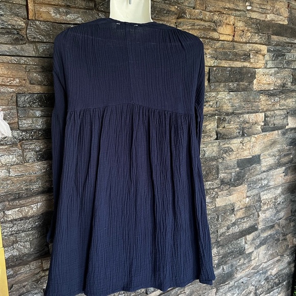 Dark Blue Textured Button-Up dresses - Picture 2 of 7
